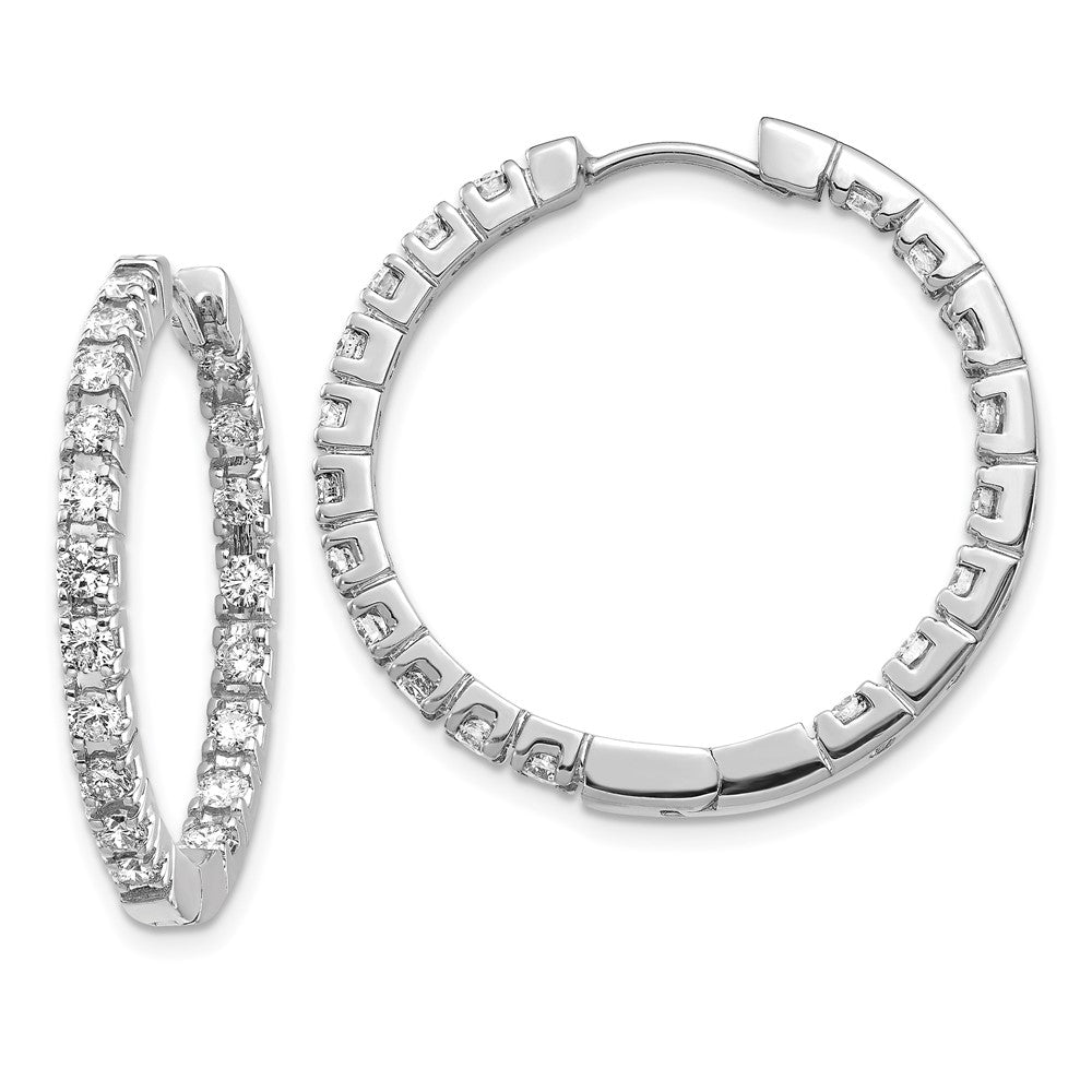 14k White Gold (Holds 38-2.3mm Round) In/Out Hinged Hoop Earring Mountings