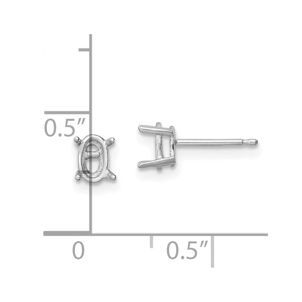 14k White Gold 6x4mm Oval Post Earring Mountings