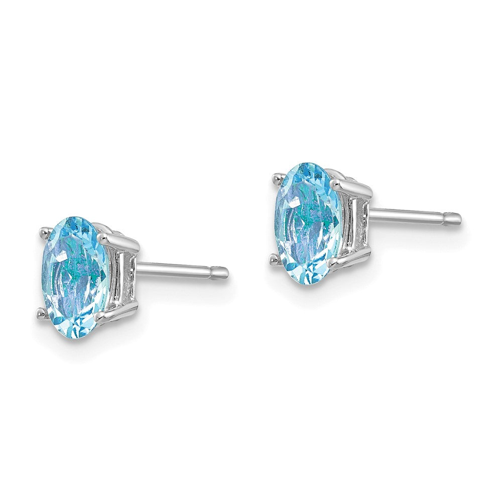14k White Gold 6x4mm Oval Aquamarine Post Earrings