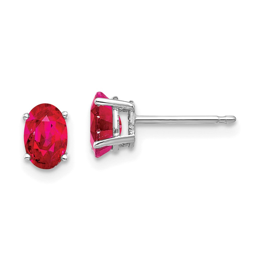 14K White gold;Post;Ruby