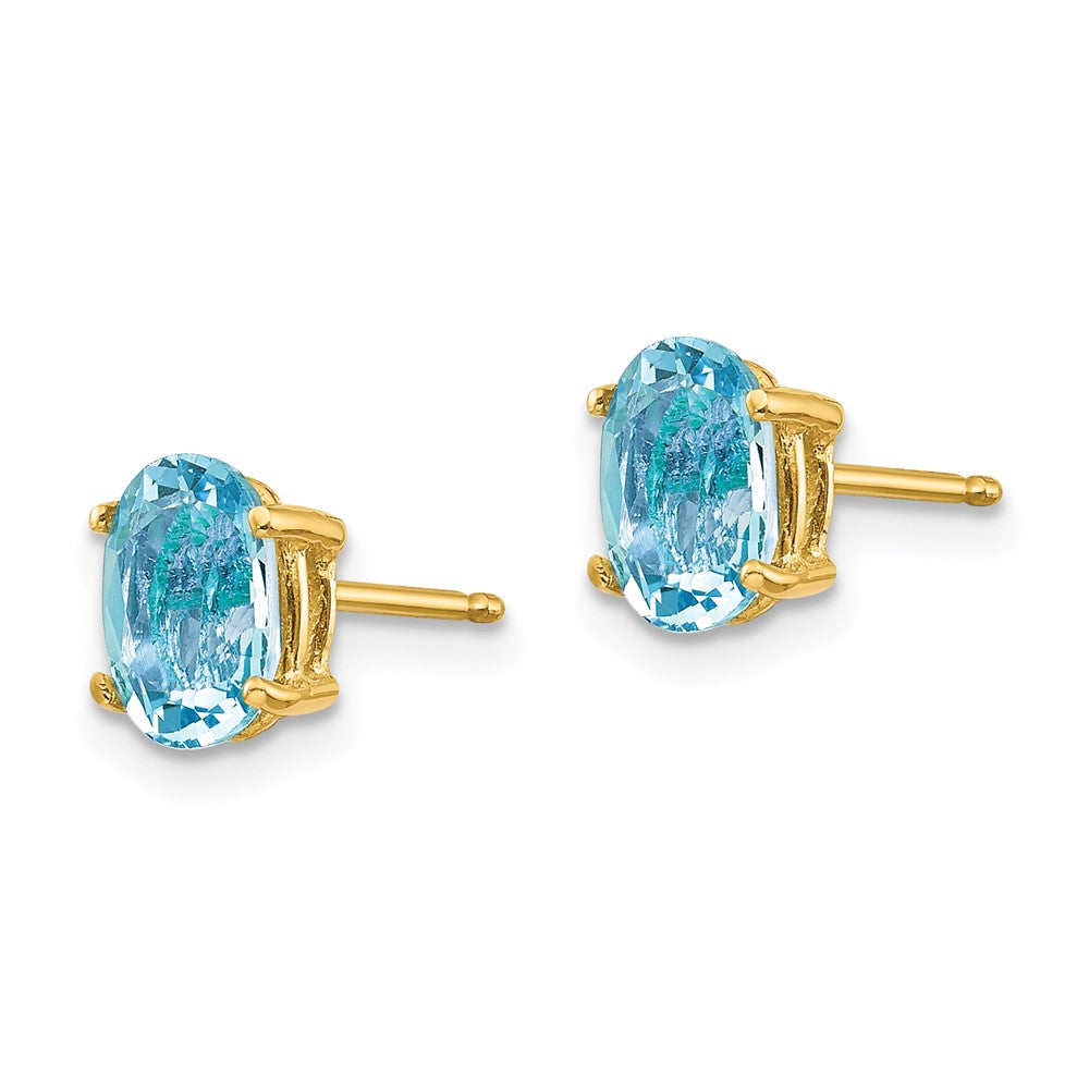 14k 7x5mm Oval Aquamarine Post Earrings