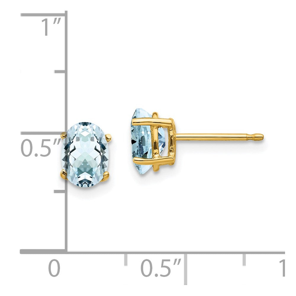14k 7x5mm Oval Aquamarine Post Earrings