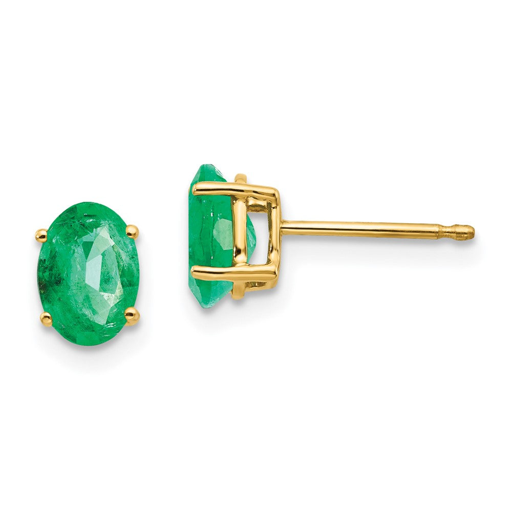 14k Yellow gold;Post;Emerald