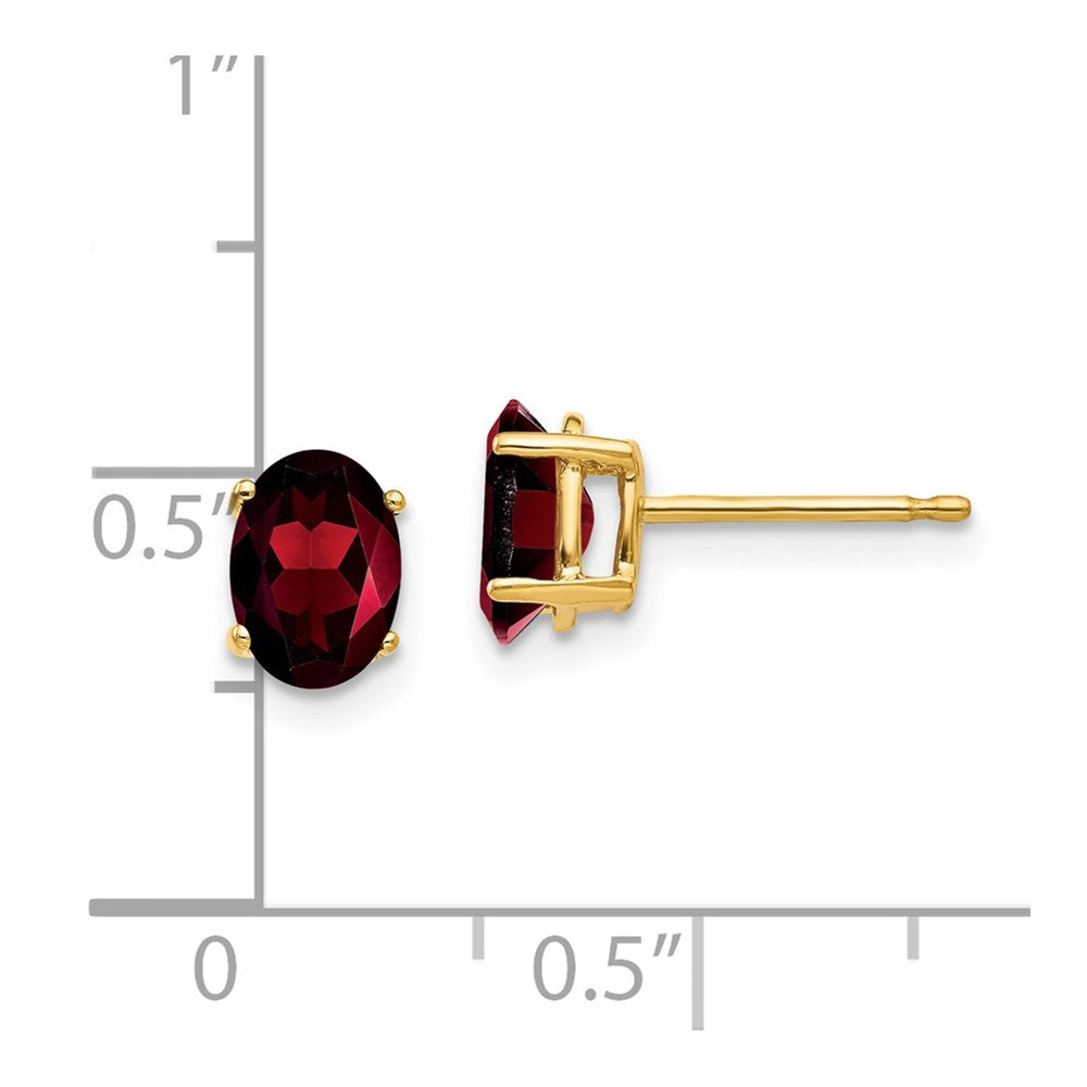 14k 7x5mm Oval Garnet Post Earrings