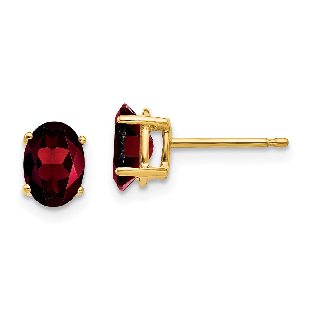 14k Yellow gold;Post;Garnet