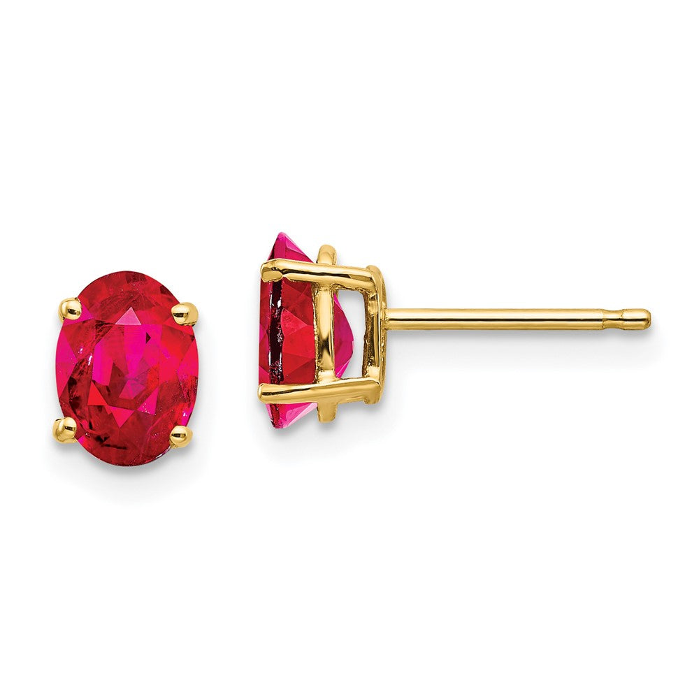 14k Yellow gold;Post;Ruby