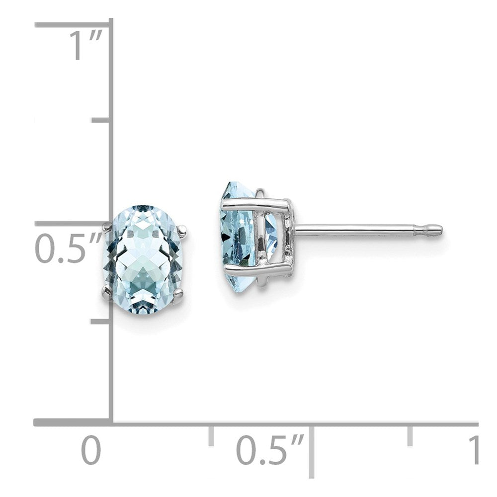 14k White Gold 7x5mm Oval Aquamarine Post Earrings