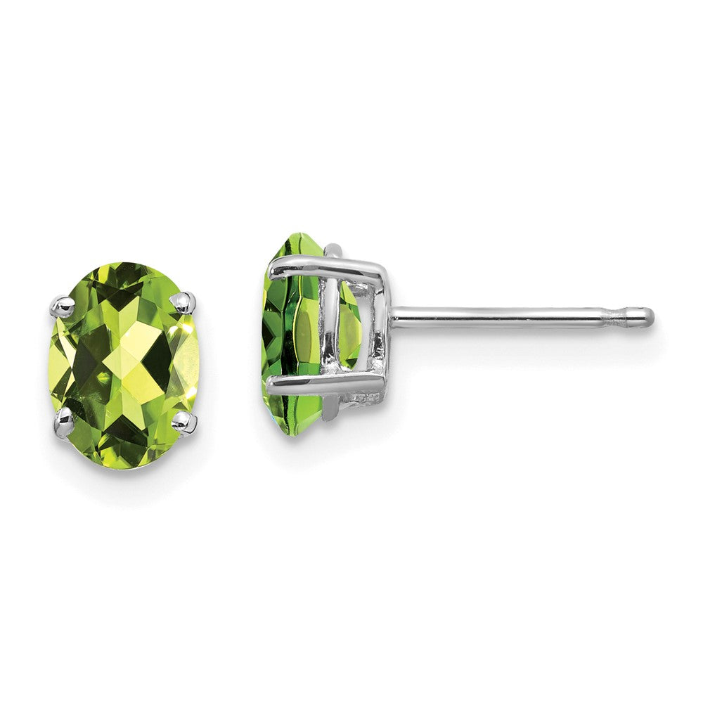 Polished;14K White gold;Post;Peridot