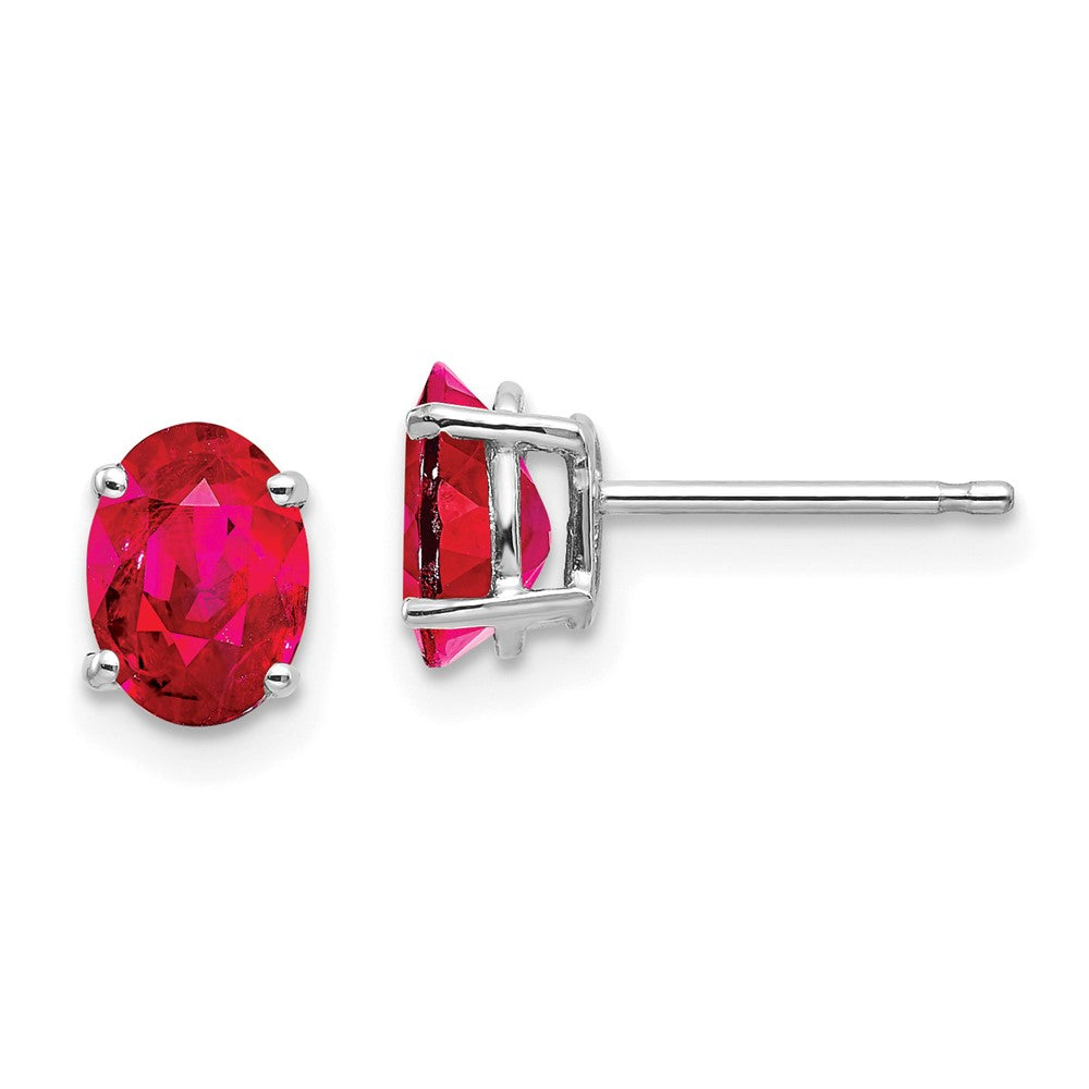 14K White gold;Post;Ruby