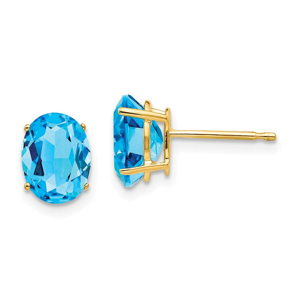 14k Yellow gold;Post;Blue topaz