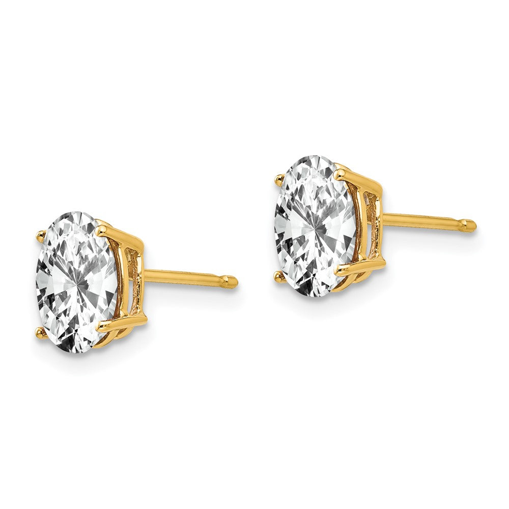 14k 8x6mm Oval Cubic Zirconia Post Earrings