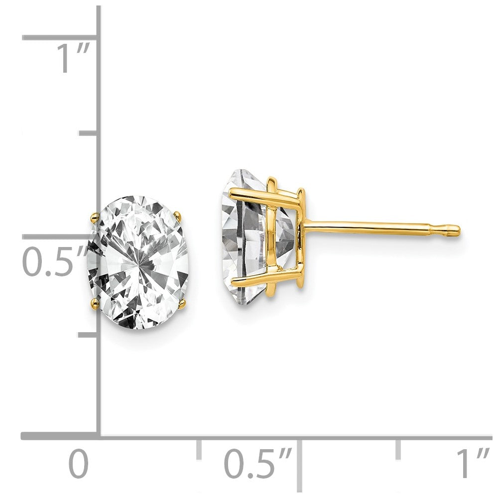 14k 8x6mm Oval Cubic Zirconia Post Earrings