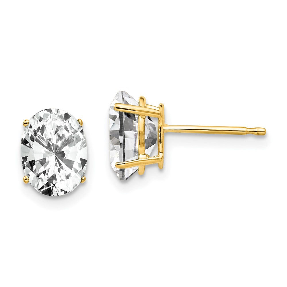 Polished;14k Yellow gold;Post;CZ