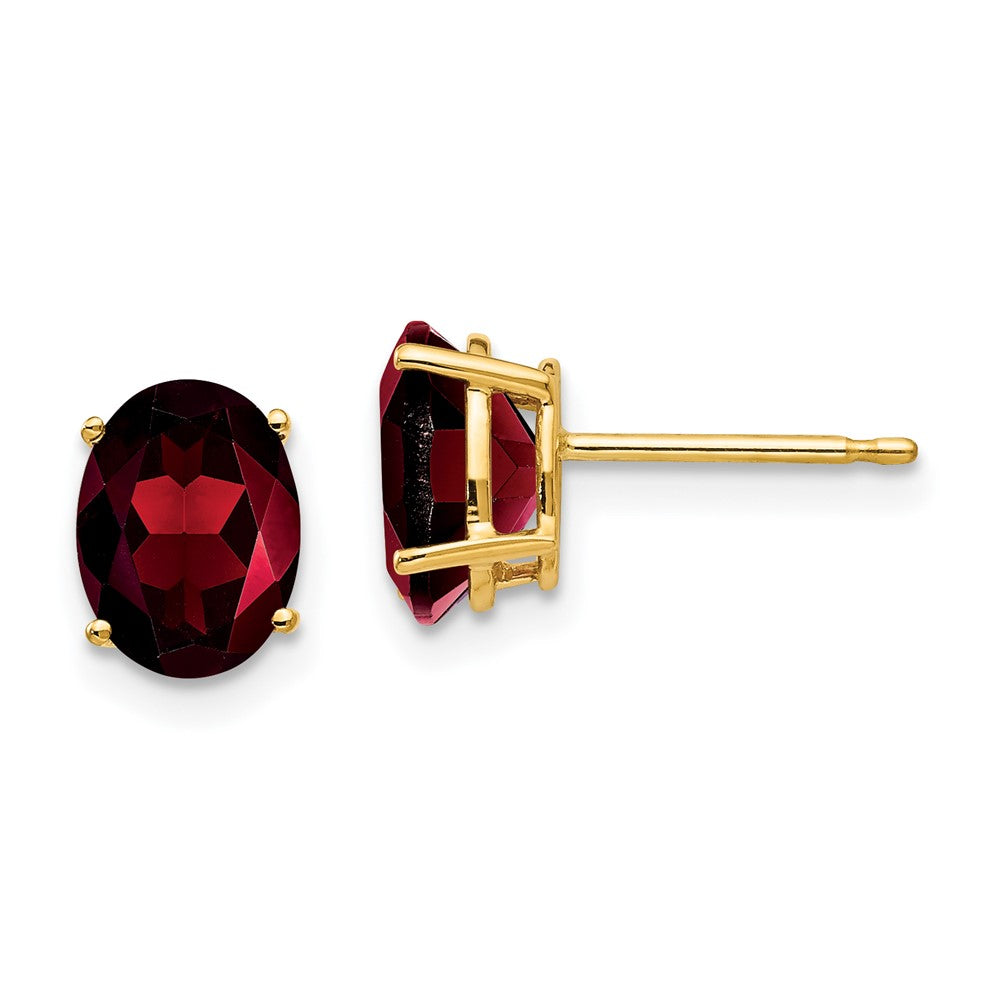 14k Yellow gold;Post;Garnet