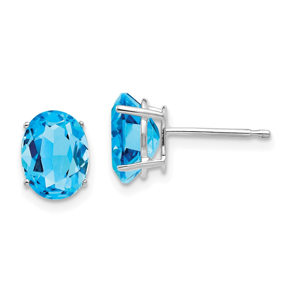 Polished;14K White gold;Post;Blue topaz