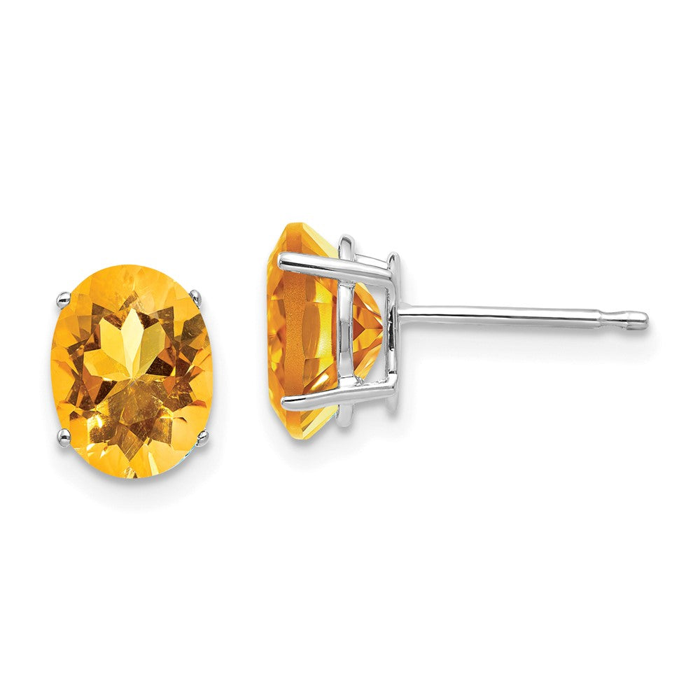 Polished;14K White gold;Post;Citrine