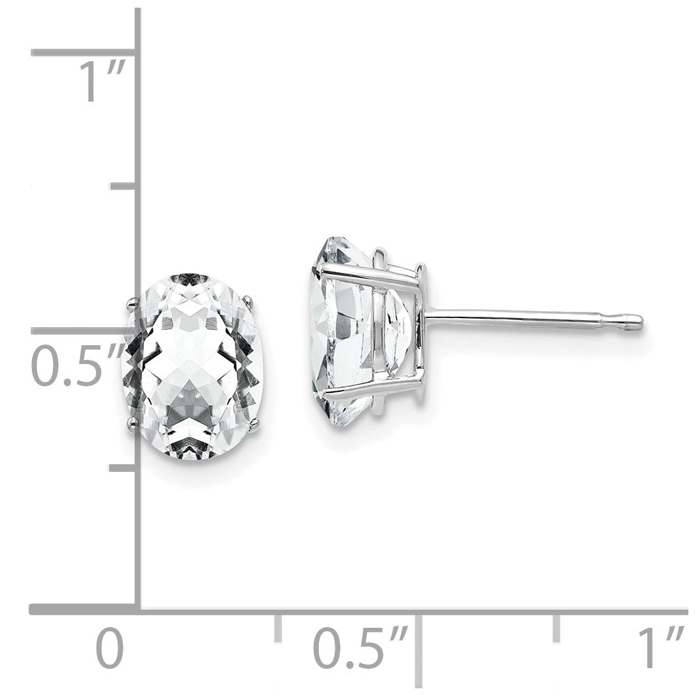 14k White Gold 8x6mm Oval Cubic Zirconia Post Earrings