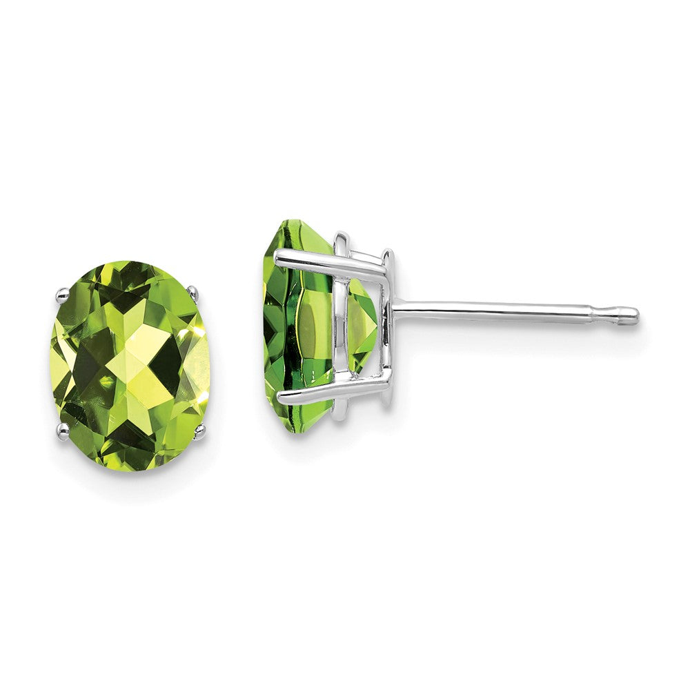 Polished;14K White gold;Post;Peridot