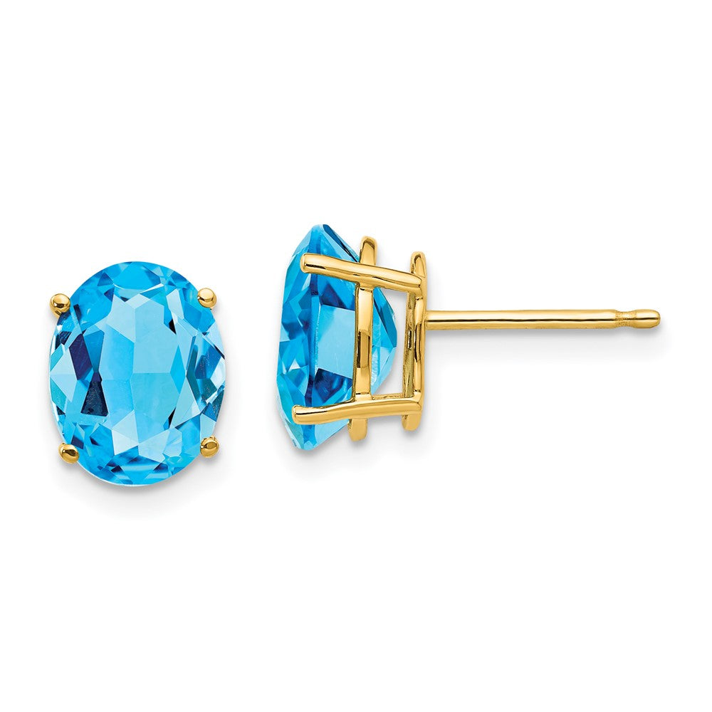14k Yellow gold;Post;Blue topaz