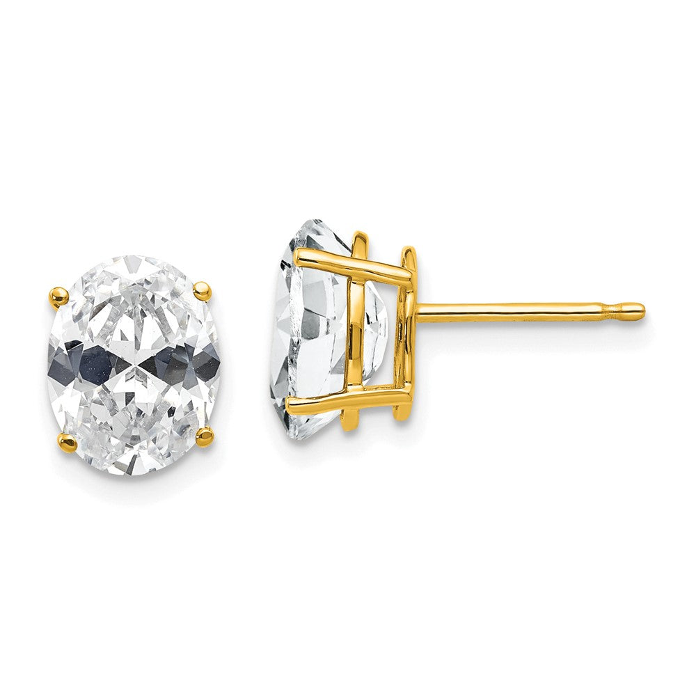 Polished;14k Yellow gold;Post;CZ