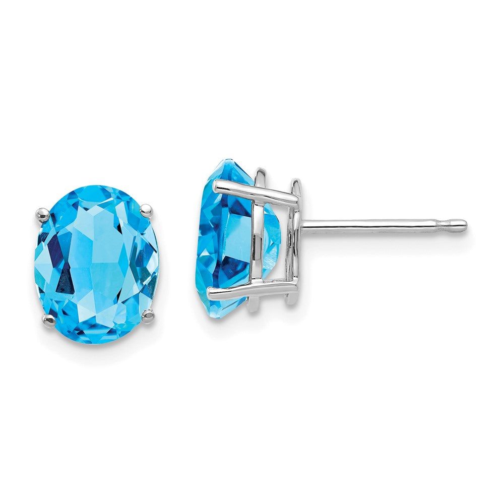 Polished;14K White gold;Post;Blue topaz