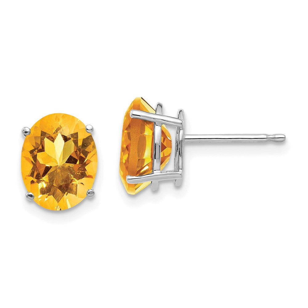 Polished;14K White gold;Post;Citrine