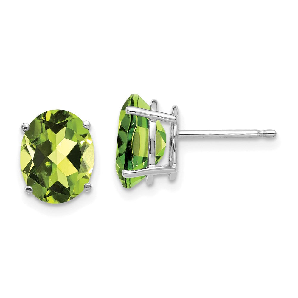 Polished;14K White gold;Post;Peridot