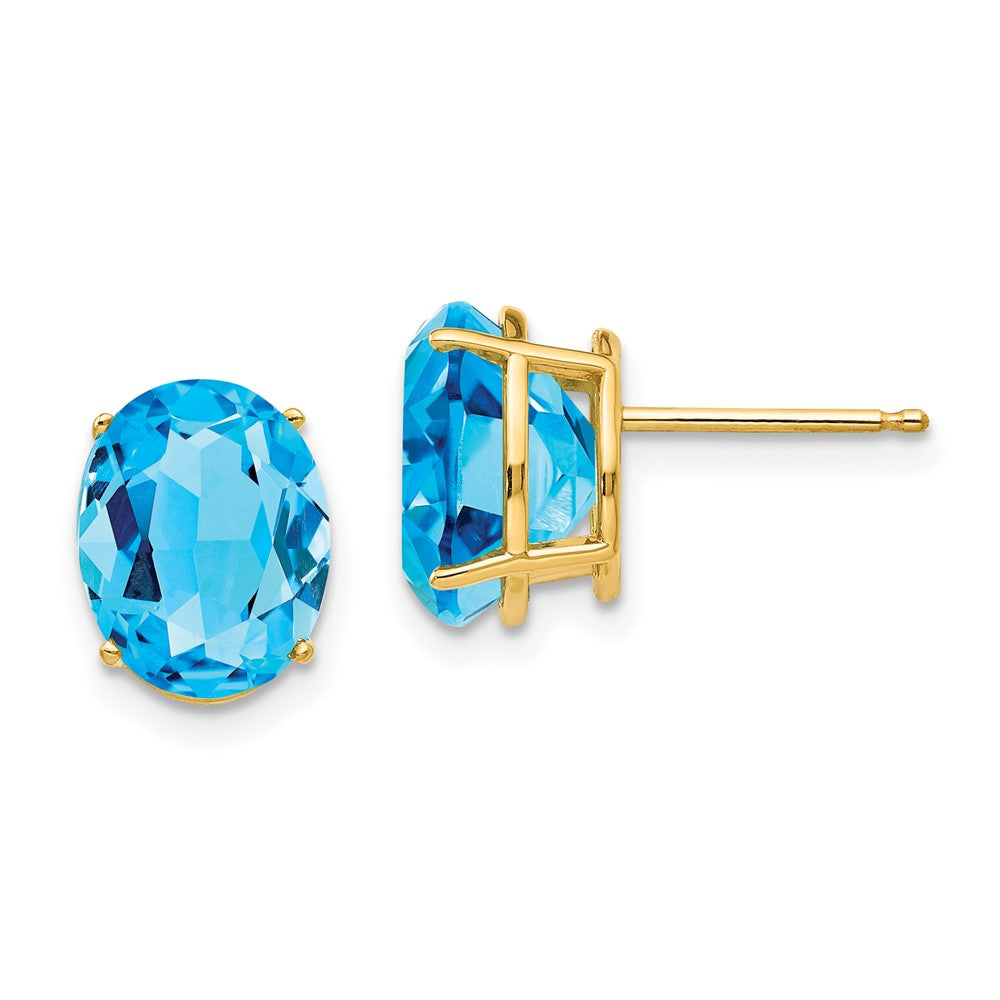 14k Yellow gold;Post;Blue topaz