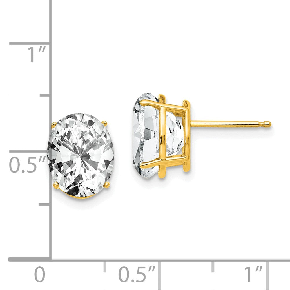 14k 10x8mm Oval Cubic Zirconia Post Earrings