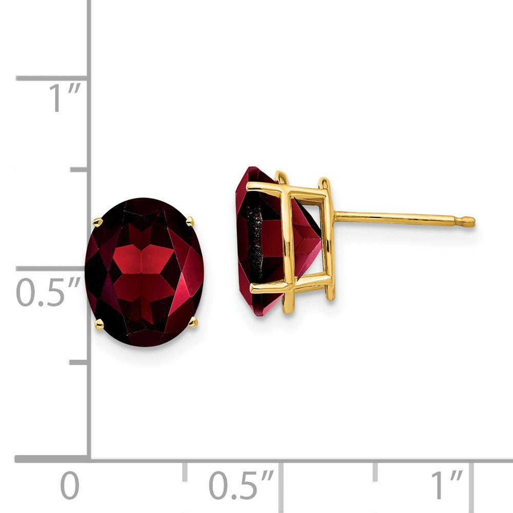 14k 10x8mm Oval Garnet Post Earrings