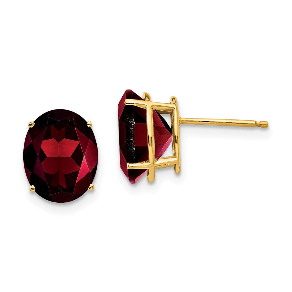 14k Yellow gold;Post;Garnet