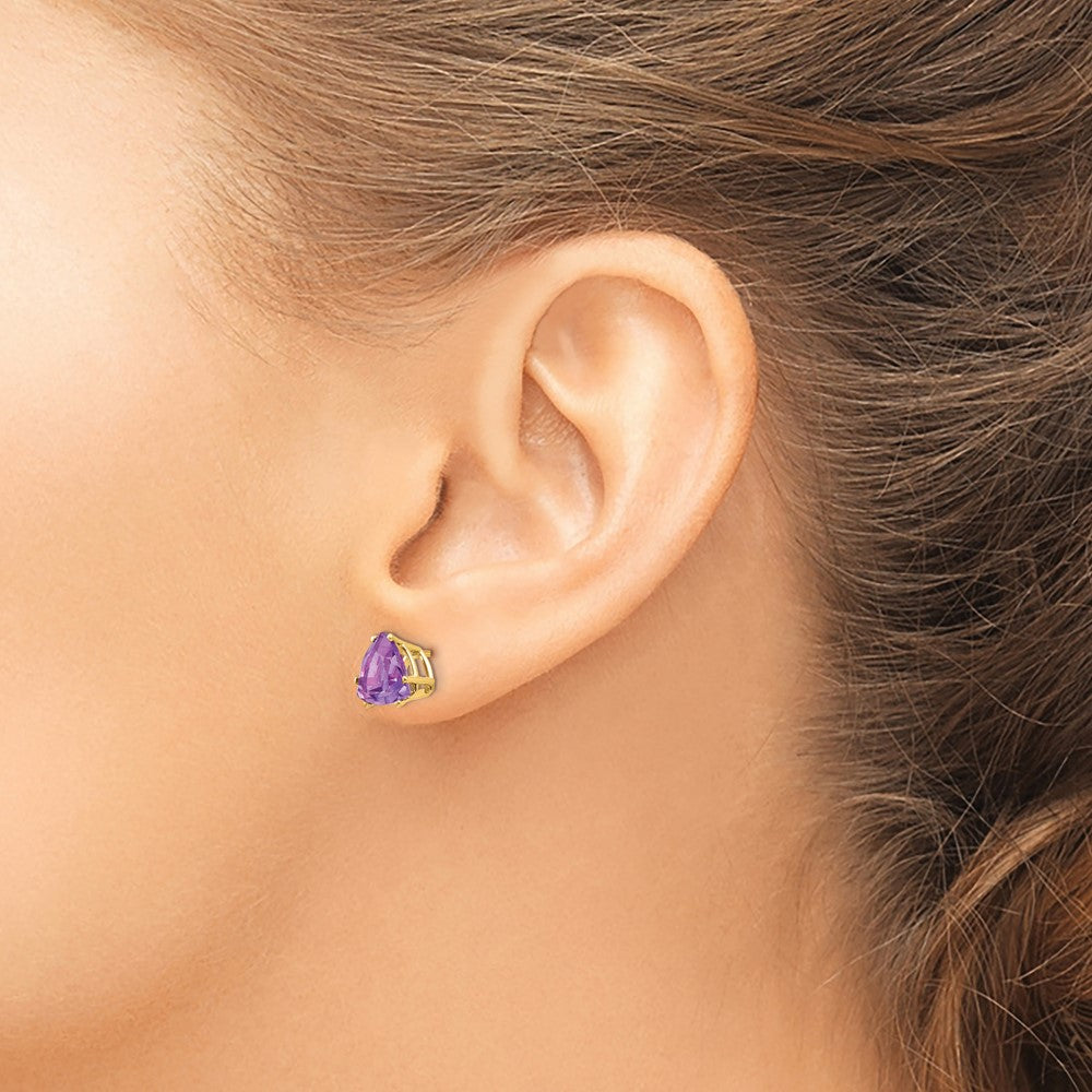 14k 8mm Trillion Amethyst Post Earrings