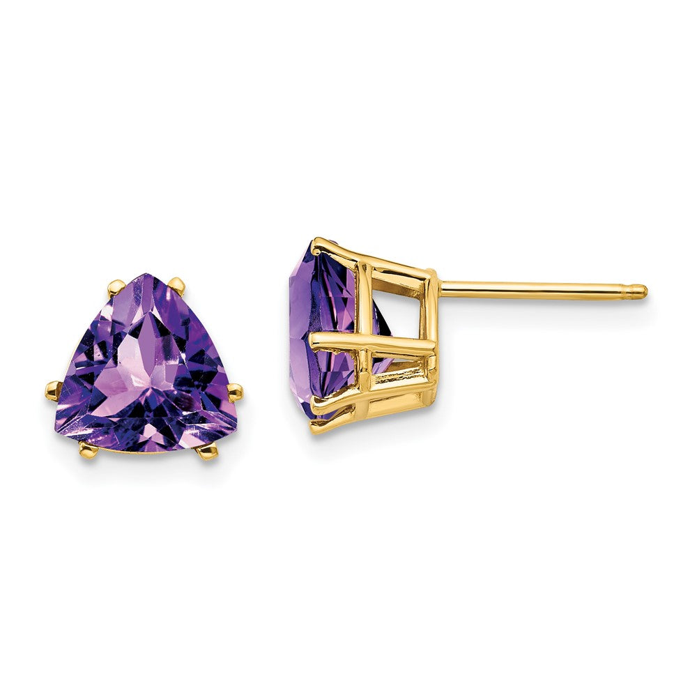14k Yellow gold;Post;Amethyst