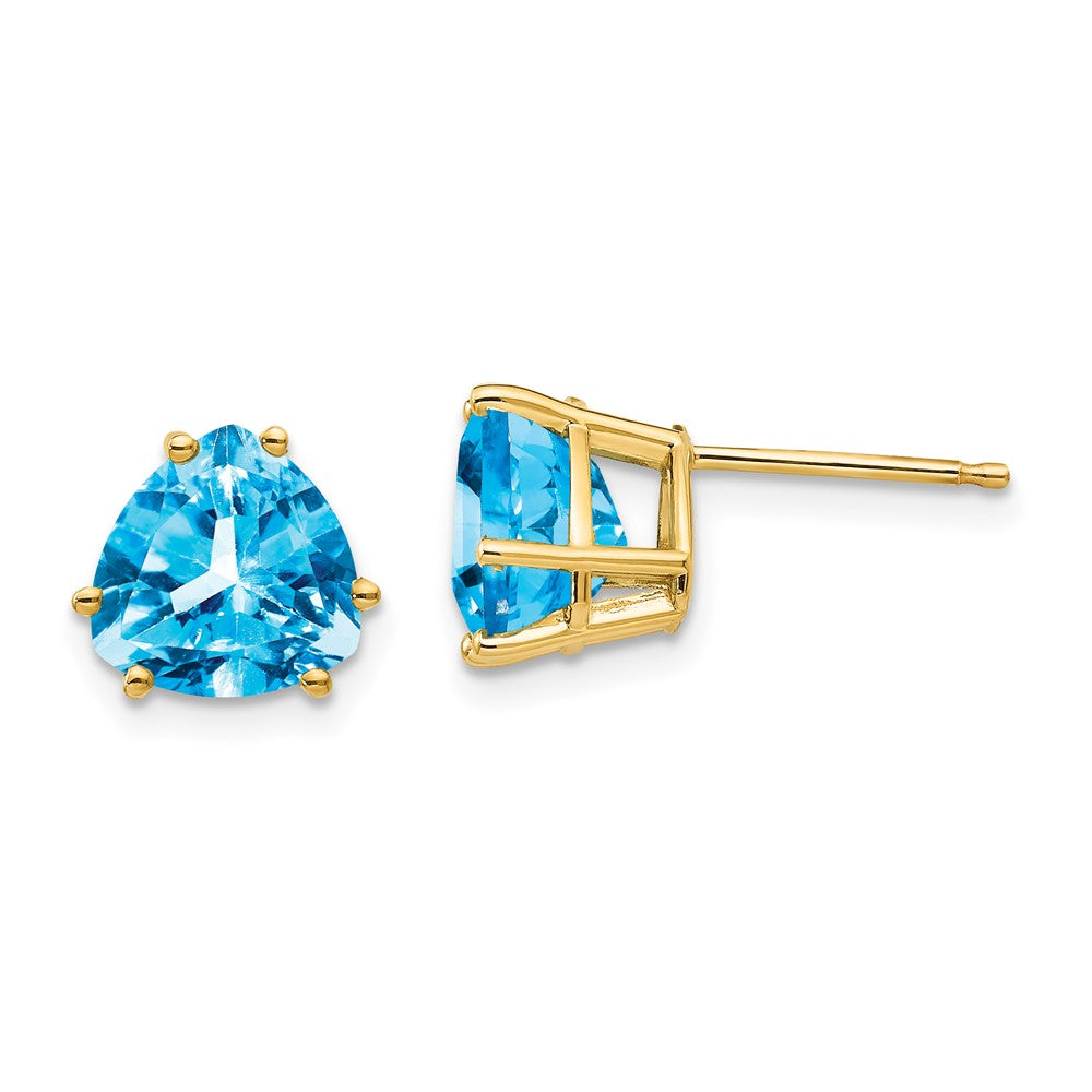 14k Yellow gold;Post;Blue topaz
