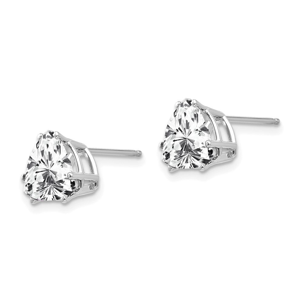 14k White Gold 8mm Trillion Cubic Zirconia Post Earrings