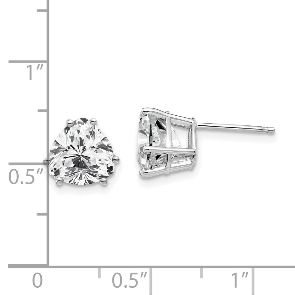 14k White Gold 8mm Trillion Cubic Zirconia Post Earrings