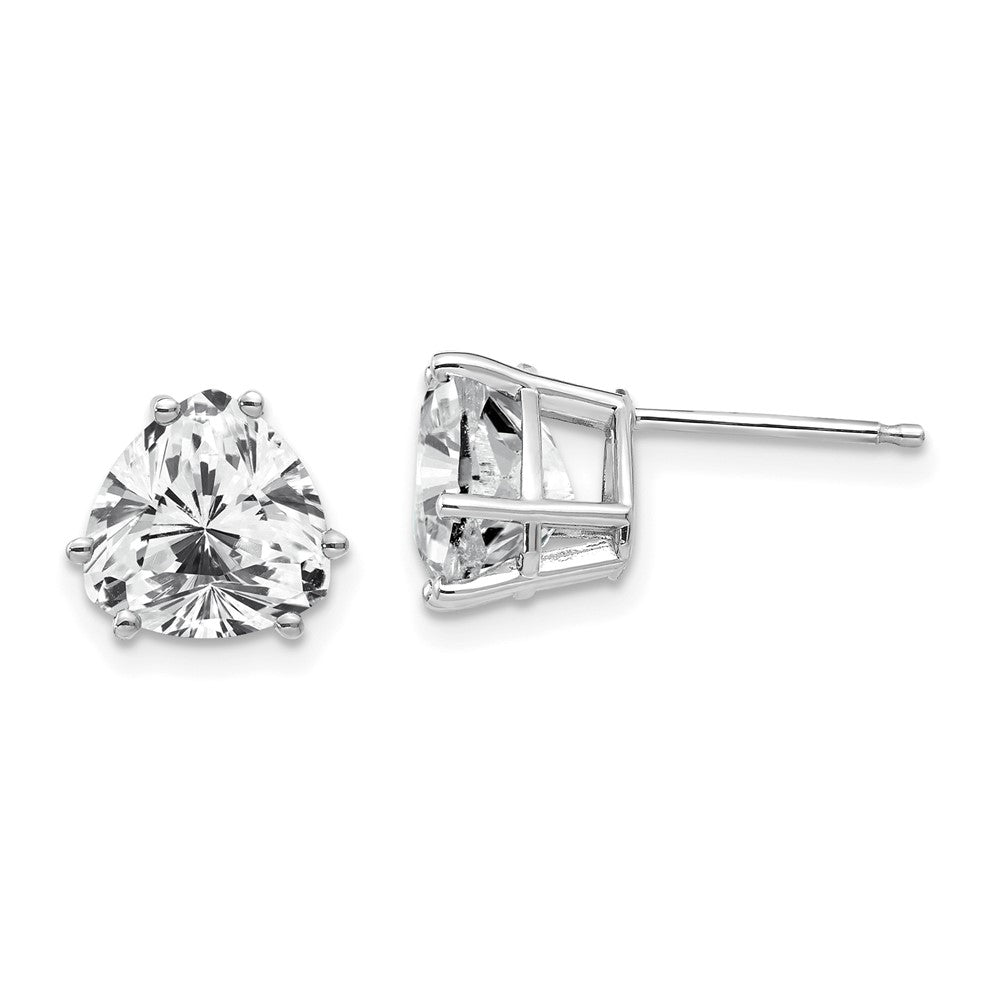 Polished;14K White gold;Post;CZ