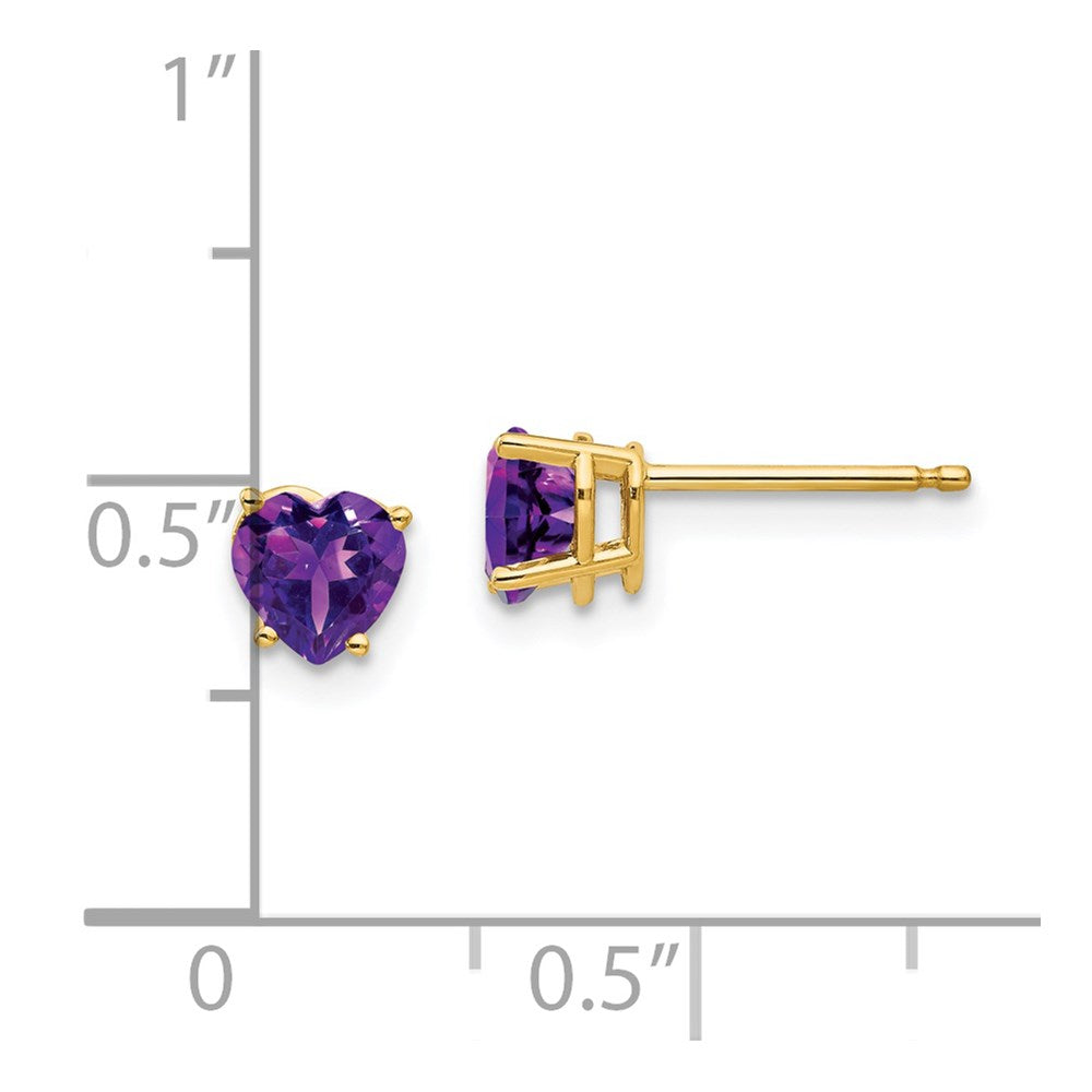 14k 5mm Heart Amethyst Post Earrings