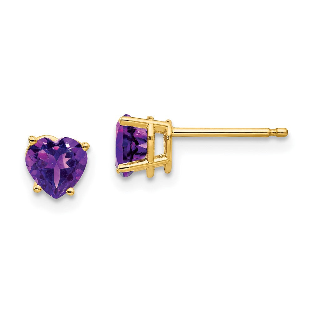 14k Yellow gold;Post;Amethyst