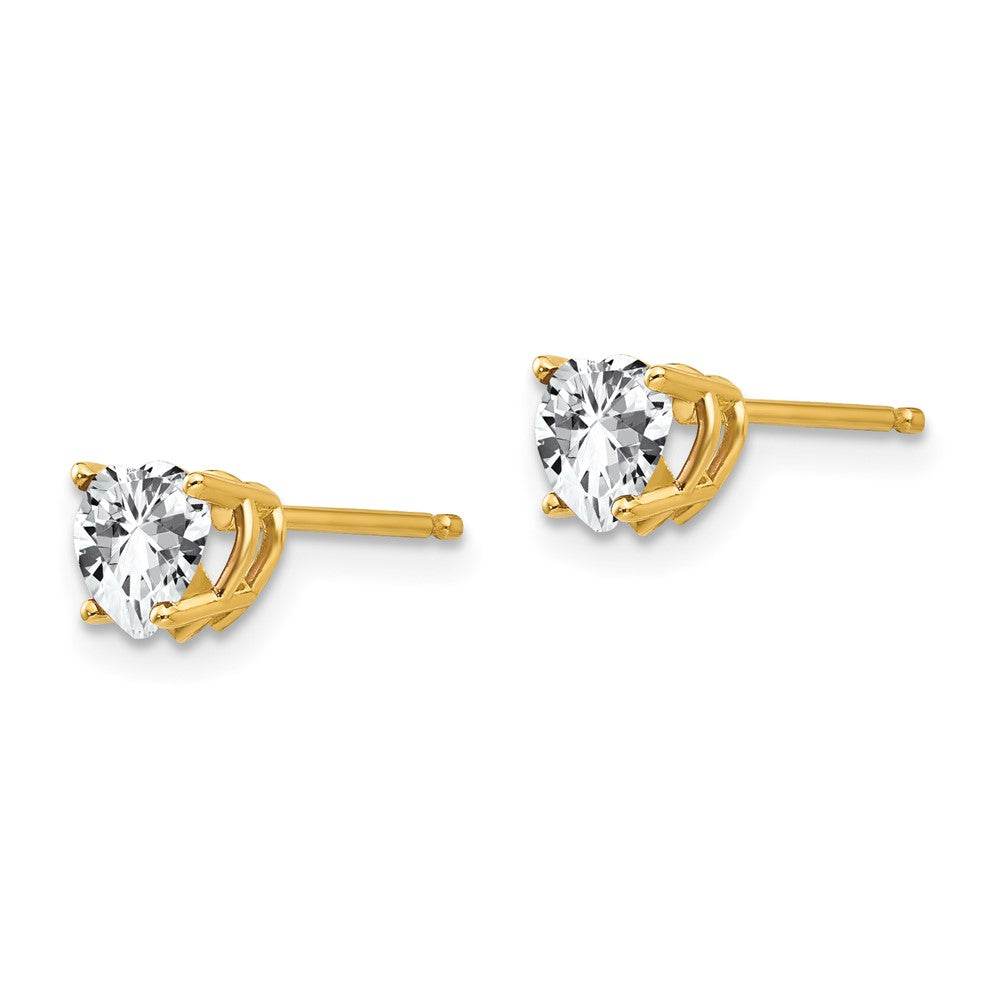 14k 5mm Heart Cubic Zirconia Post Earrings