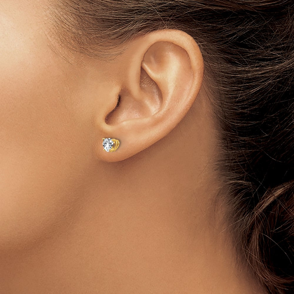 14k 5mm Heart Cubic Zirconia Post Earrings