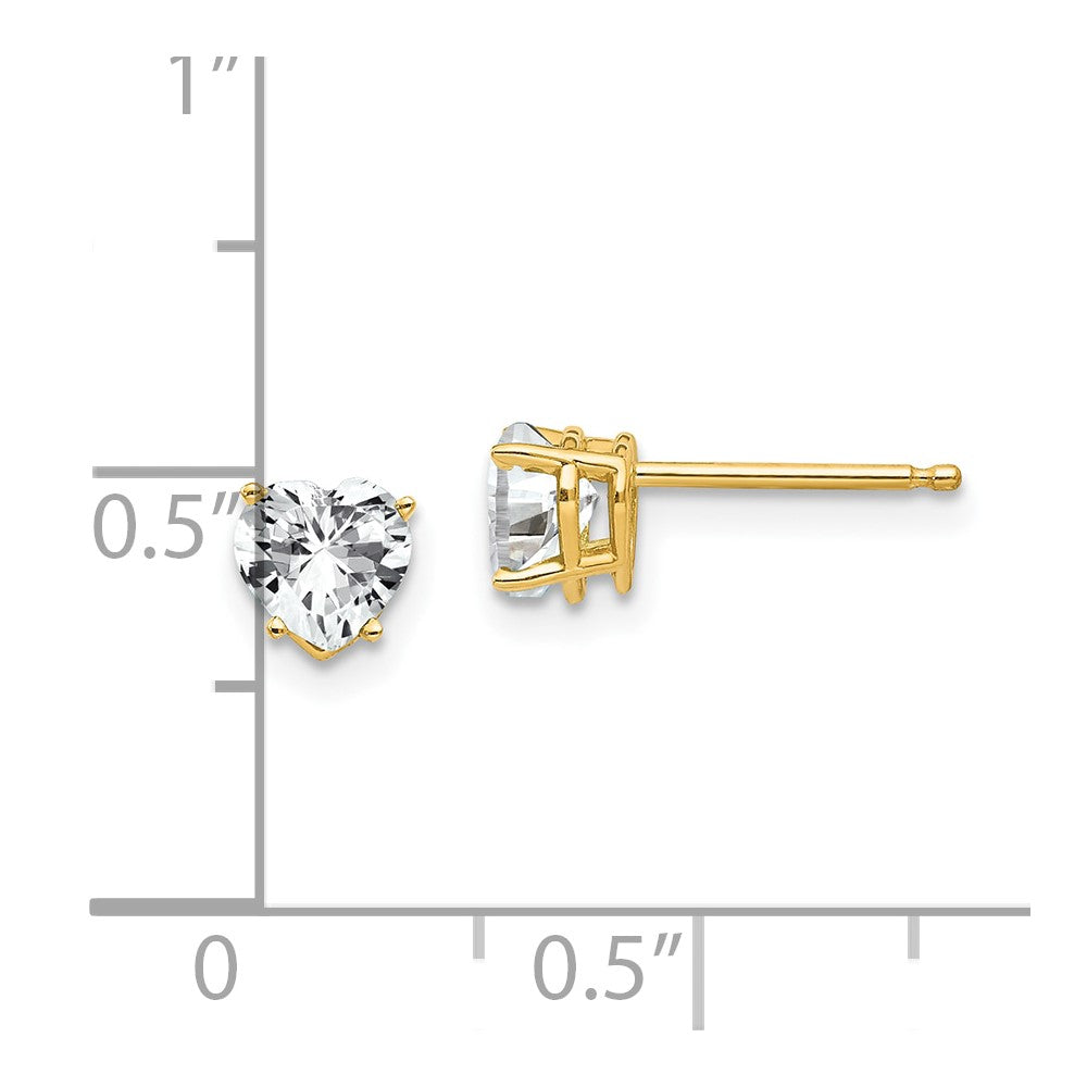 14k 5mm Heart Cubic Zirconia Post Earrings