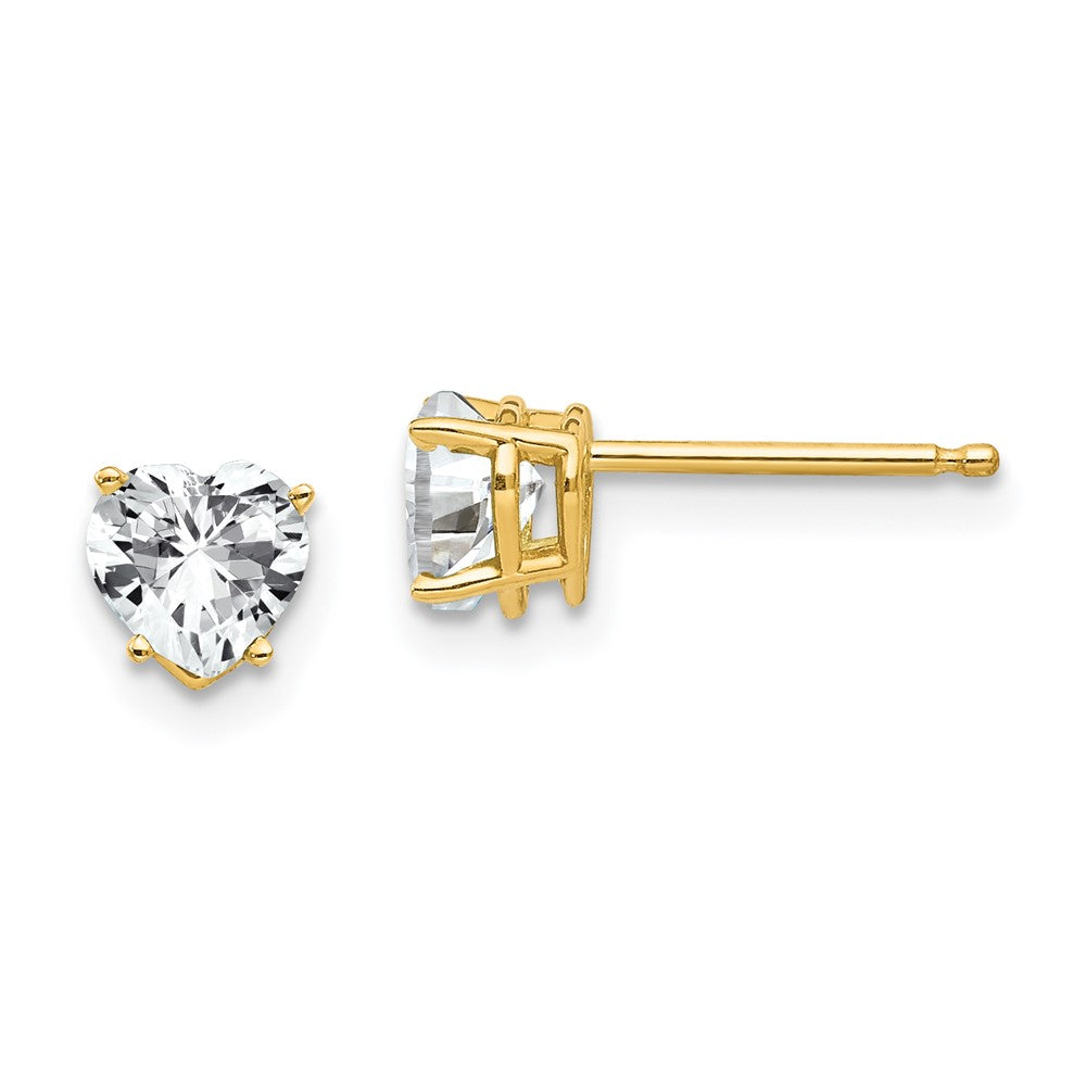 14k Yellow gold;Post;CZ
