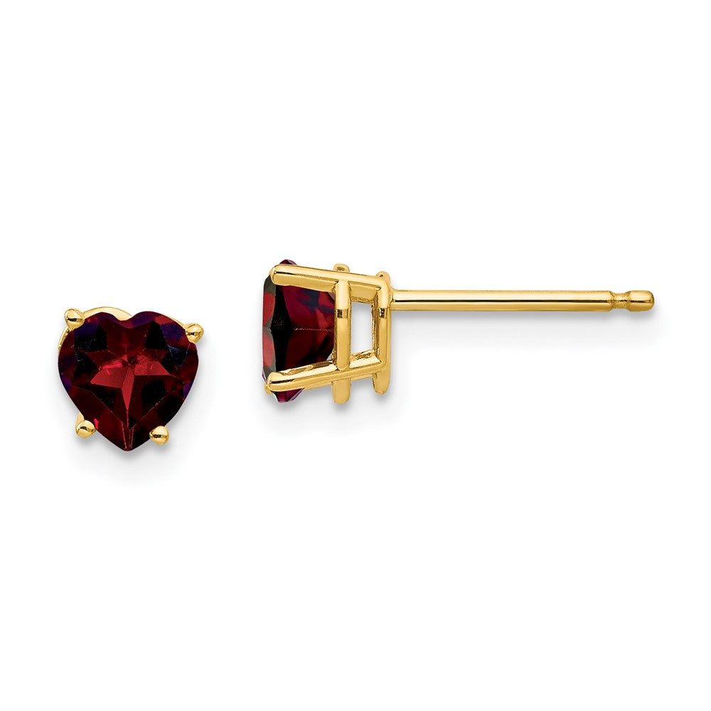 14k Yellow gold;Post;Garnet