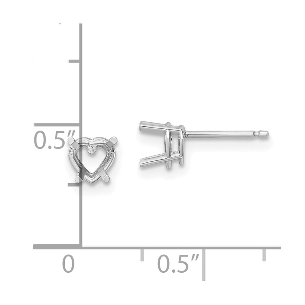 14k White Gold 5mm Heart Post Earring Mountings