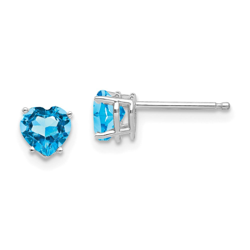 Polished;14K White gold;Post;Blue topaz