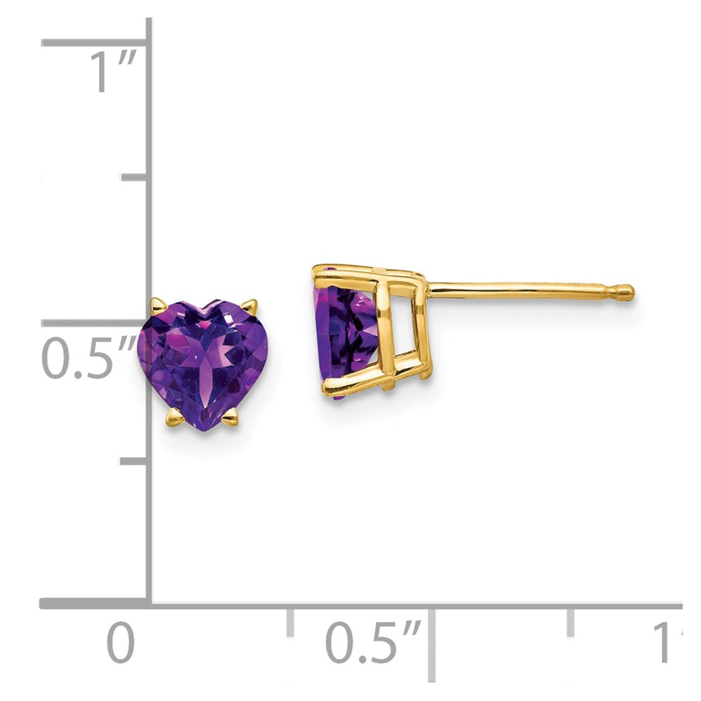 14k 6mm Heart Amethyst Post Earrings