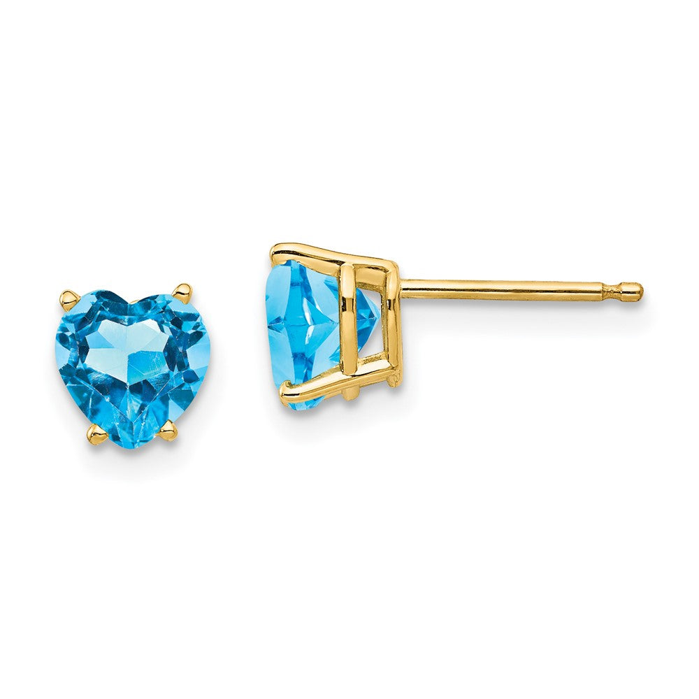 14k Yellow gold;Post;Blue topaz