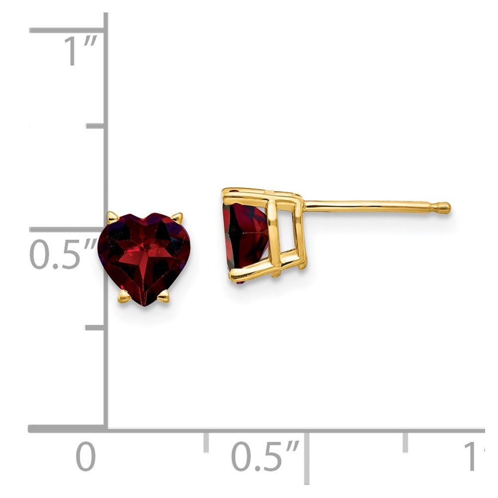 14k 6mm Heart Garnet Post Earrings