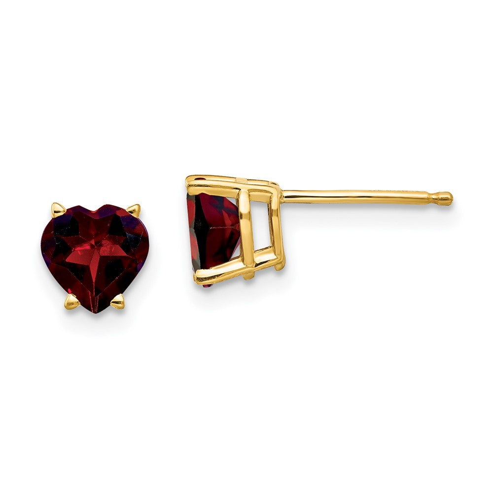 14k Yellow gold;Post;Garnet